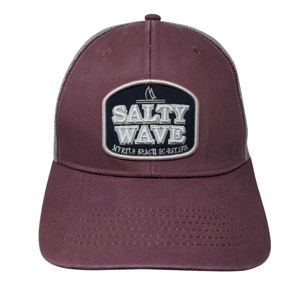 Salty Wave Snapback Trucker Hat Red OSFA Mesh Back Tsunami Surf Shop